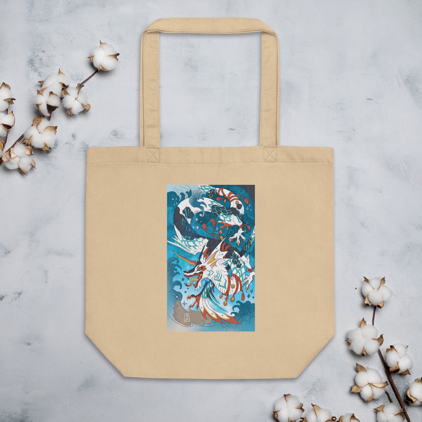 Water Elemental Koi Dragon Eco Tote Bag