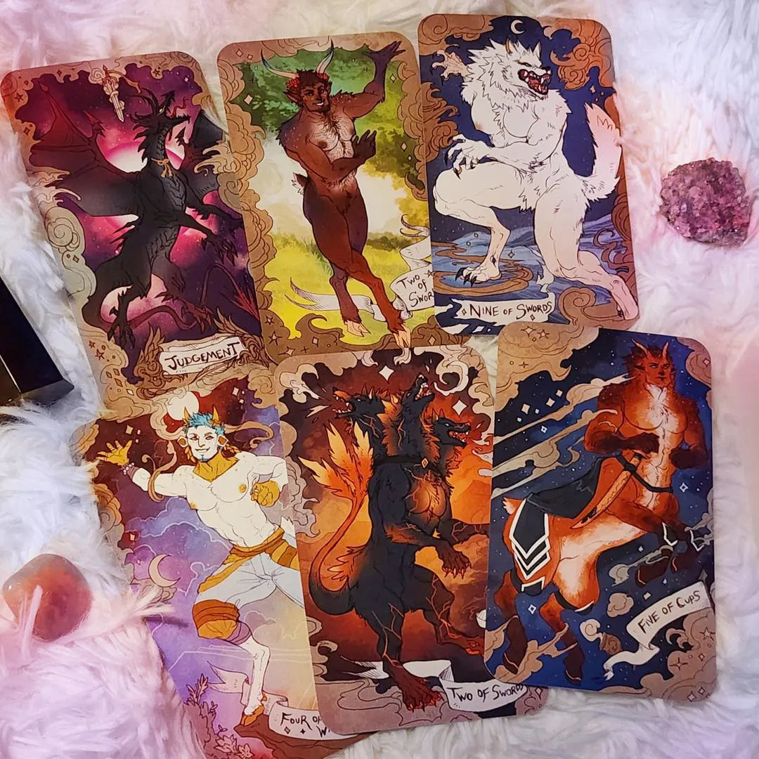 Starry Knight Tarot 160-Card Deck + Book  [lgbtqia+ | gay | M/M | bara | teratophilia | monsters | beginner-friendly]