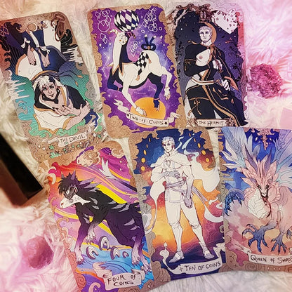 Starry Knight Tarot 160-Card Deck + Book  [lgbtqia+ | gay | M/M | bara | teratophilia | monsters | beginner-friendly]
