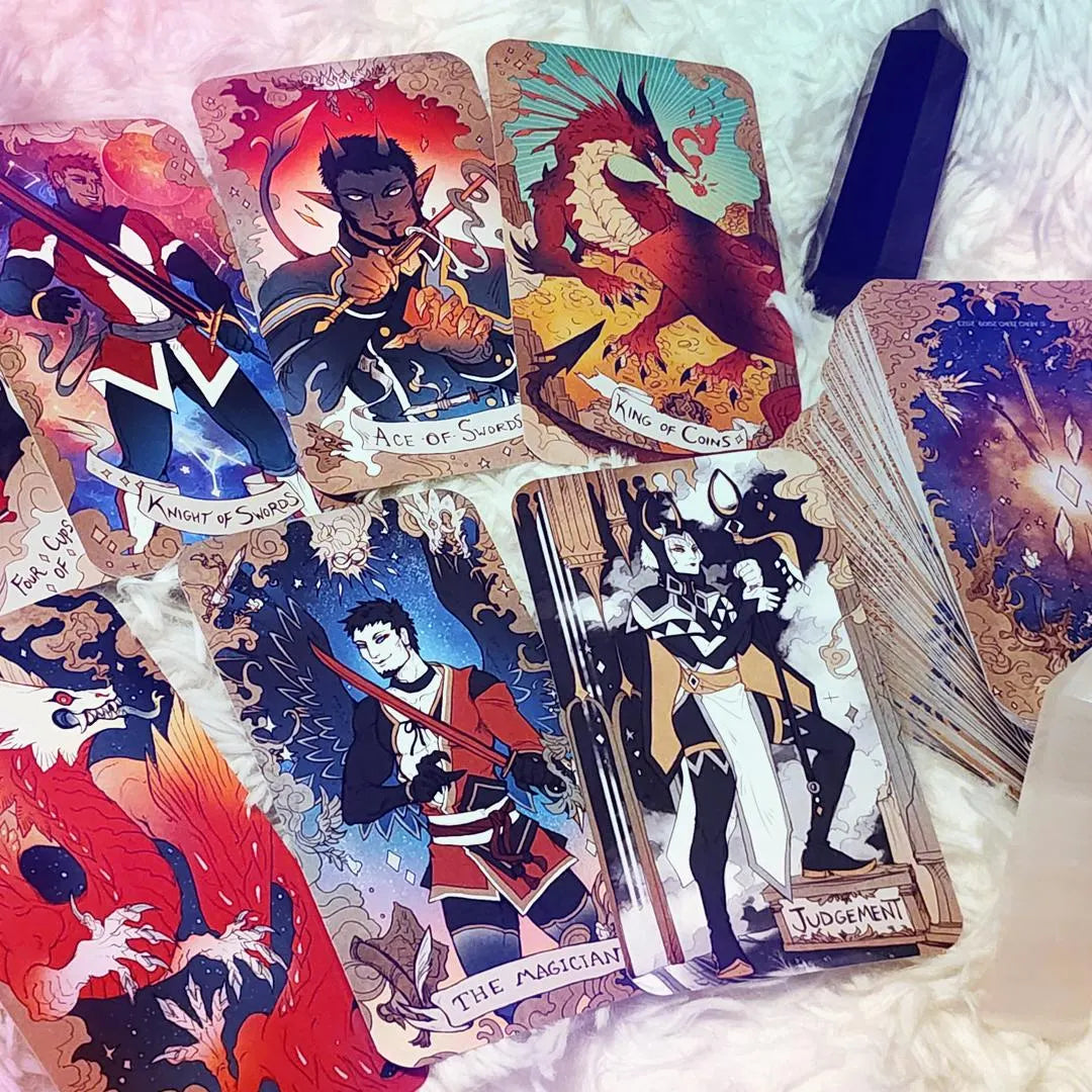 Starry Knight Tarot 160-Card Deck + Book  [lgbtqia+ | gay | M/M | bara | teratophilia | monsters | beginner-friendly]