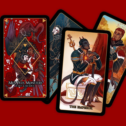 MEN PLUS MONSTERS Tarot Card Deck + Book + Velvet Bag [lgbtqia+ | gay | M/M | bara | teratophilia | monsters | beginner-friendly]