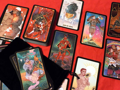 MEN PLUS MONSTERS Tarot Card Deck + Book + Velvet Bag [lgbtqia+ | gay | M/M | bara | teratophilia | monsters | beginner-friendly]