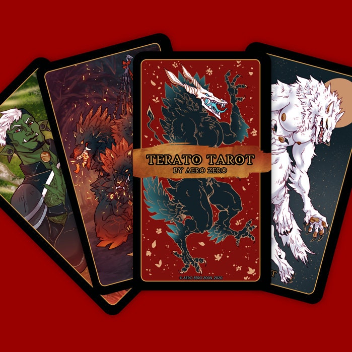 TERATO TAROT Card Deck + Book + Velvet Bag [teratophilia | monsters | cryptid tarot | beginner-friendly | bara | gay | gay tarot | M/M ]