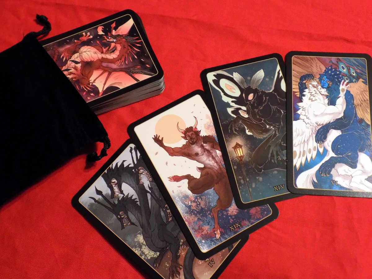 TERATO TAROT Card Deck + Book + Velvet Bag [teratophilia | monsters | cryptid tarot | beginner-friendly | bara | gay | gay tarot | M/M ]