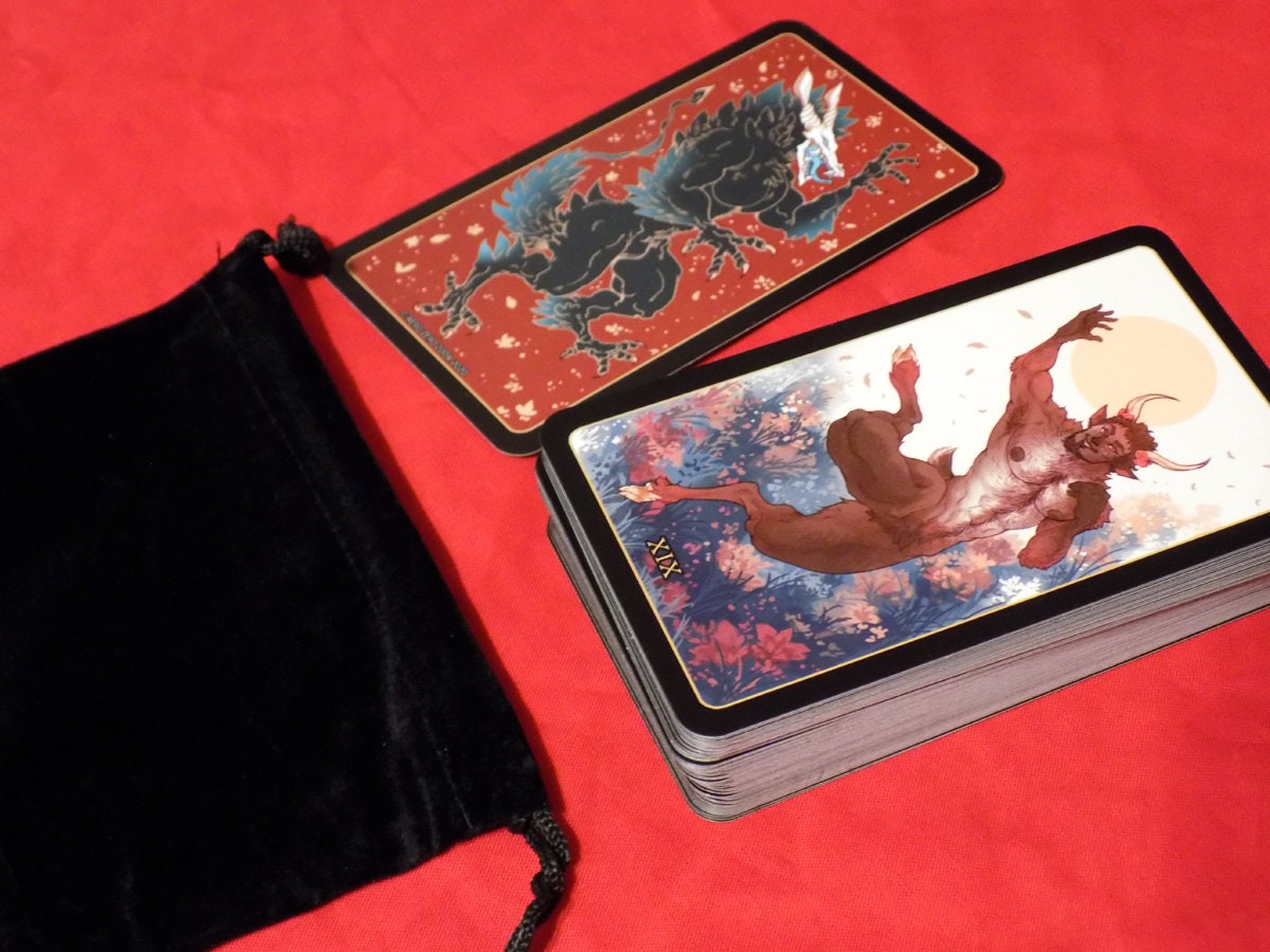 TERATO TAROT Card Deck + Book + Velvet Bag [teratophilia | monsters | cryptid tarot | beginner-friendly | bara | gay | gay tarot | M/M ]