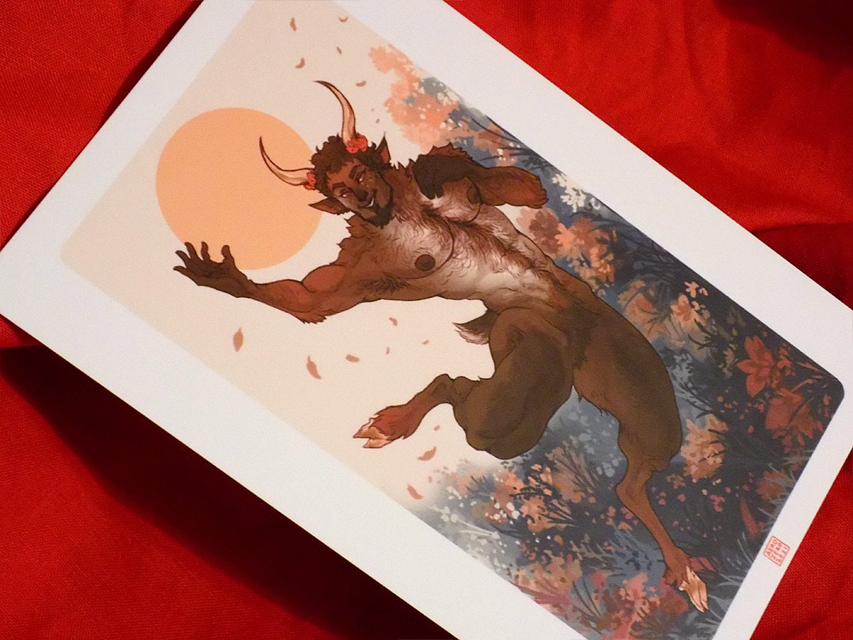 SATYR 4x6 Art Print [original | fantasy | terato | pan | faun | monster | postcard]