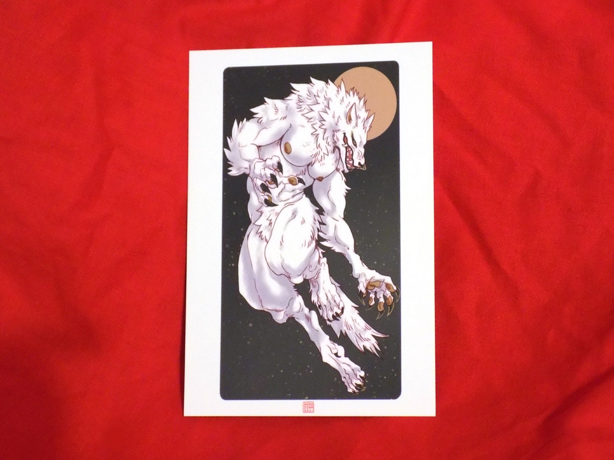WEREWOLF 4x6 Art Print [original | fantasy | terato | lycanthrope | monster | lycan | were | therianthrope | furry | postcard]