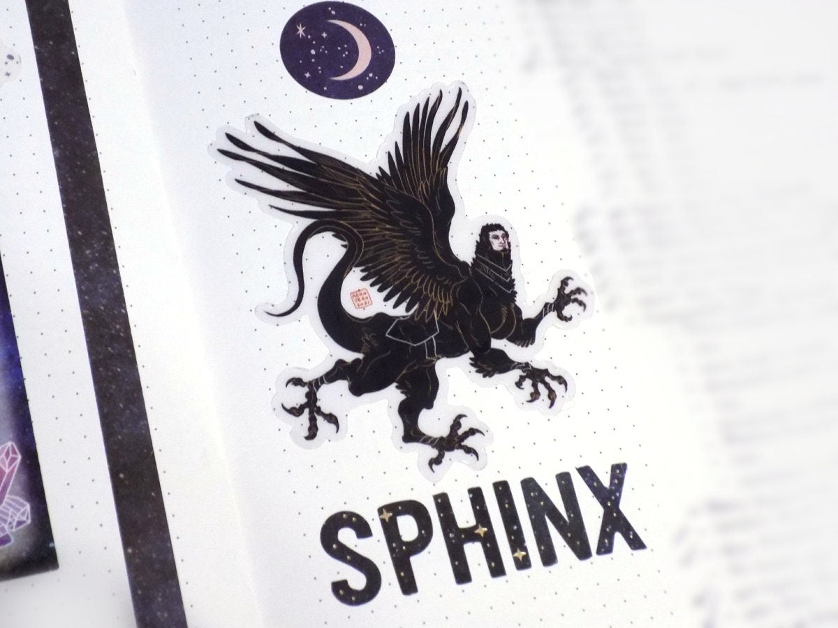 SPHINX 3" clear vinyl sticker [original | fantasy | terato | sphinx | mythology | demon | monster]
