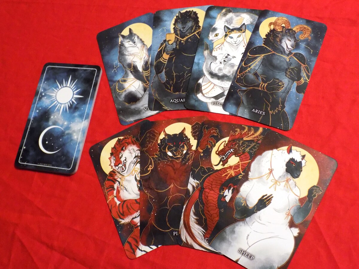 CELESTIAL ANIMAL Oracle Card Deck + Book [lgbtqia | gay | anthro | bara| furry | therian | zodiac | beginner-friendly]