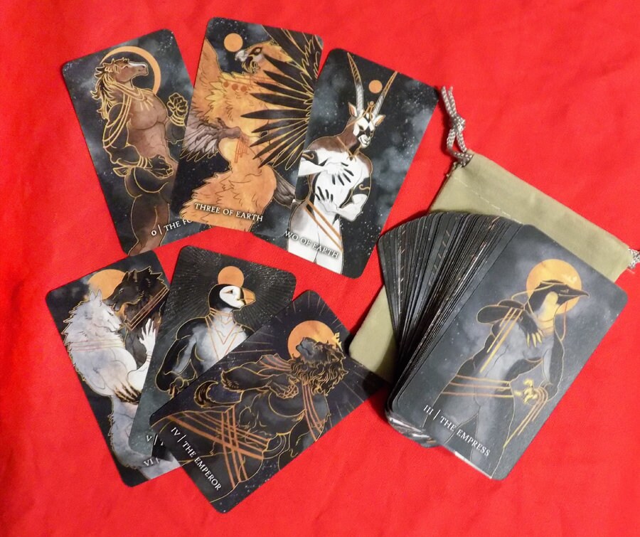 Mini DIVINE ANIMAL Tarot Card Deck + Book [lgbtqia | gay | anthro | bara| furry | therian | beginner-friendly]